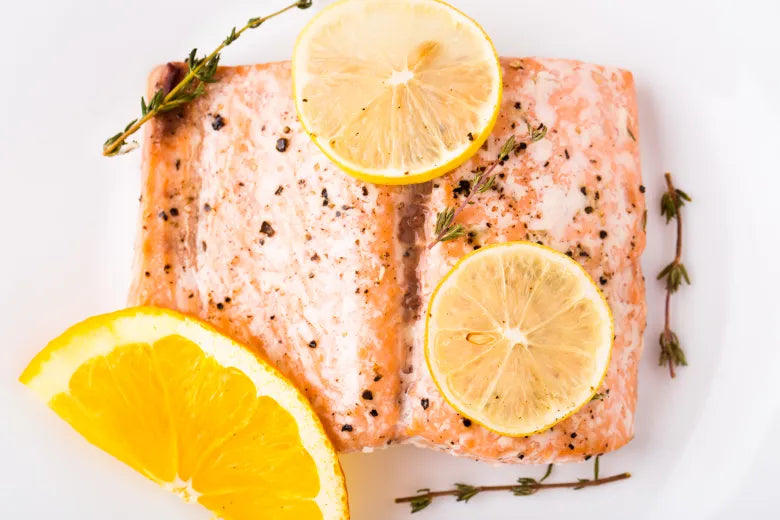 Baked Salmon with Citrus and Thyme Recipe paired with rosé of pinot noir or BOXT Profile Nine 