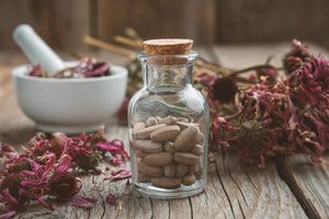Echinacea herbs and multivitamins for staying well